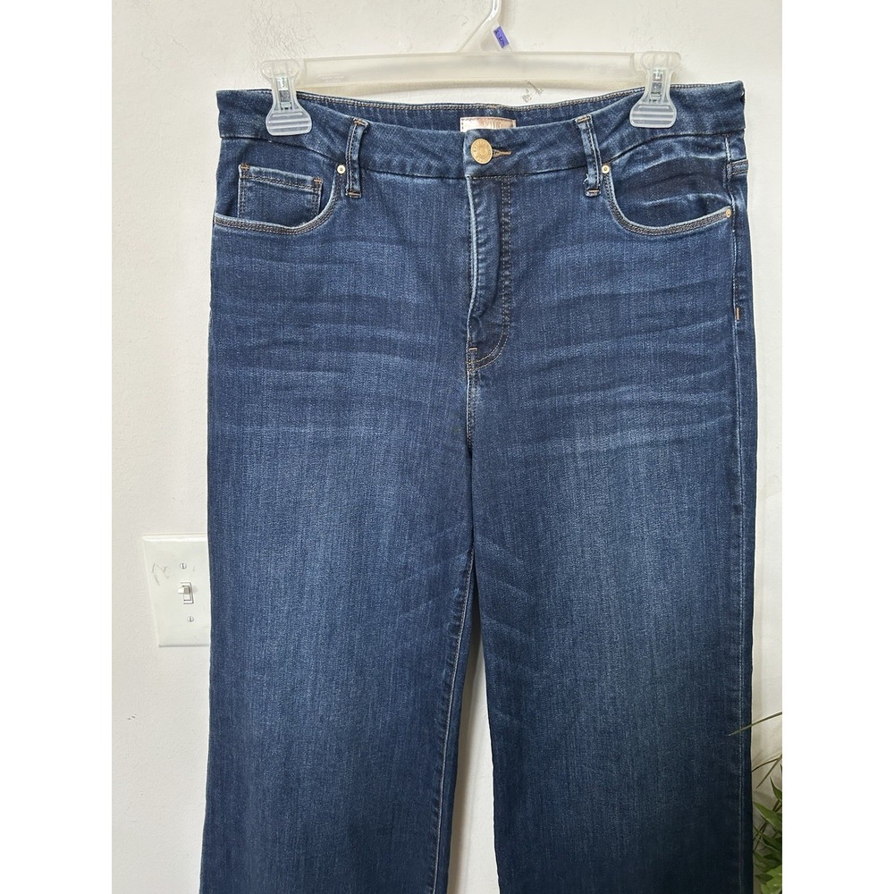 Kut from the Kloth Meg HighRise Wide Leg Jeans 14 Dark Wash Raw Hem Boho Classic - Picture 3 of 6